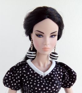 Doll dress made of thick cotton with a polka-dot pattern